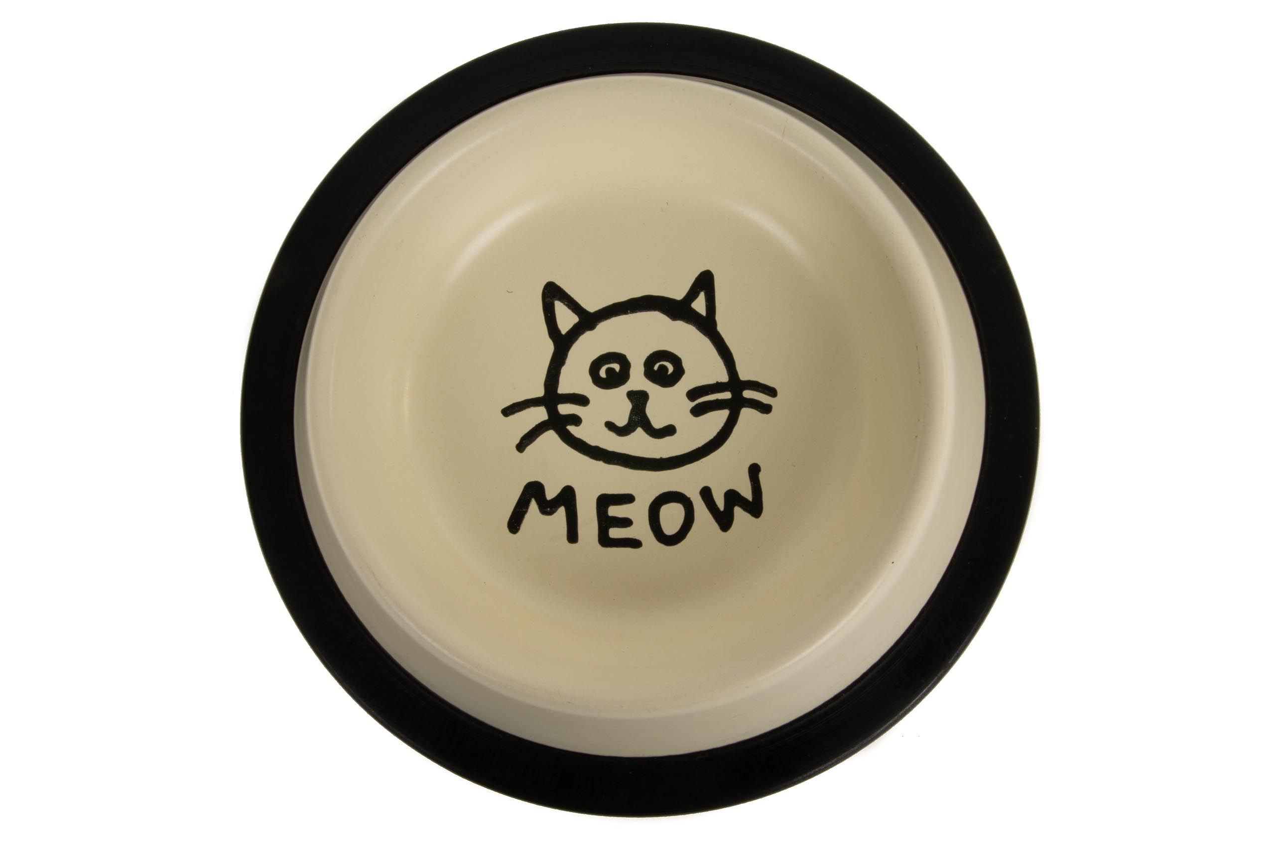 Miska metalowa na gumie dla kota MEOW kremowa