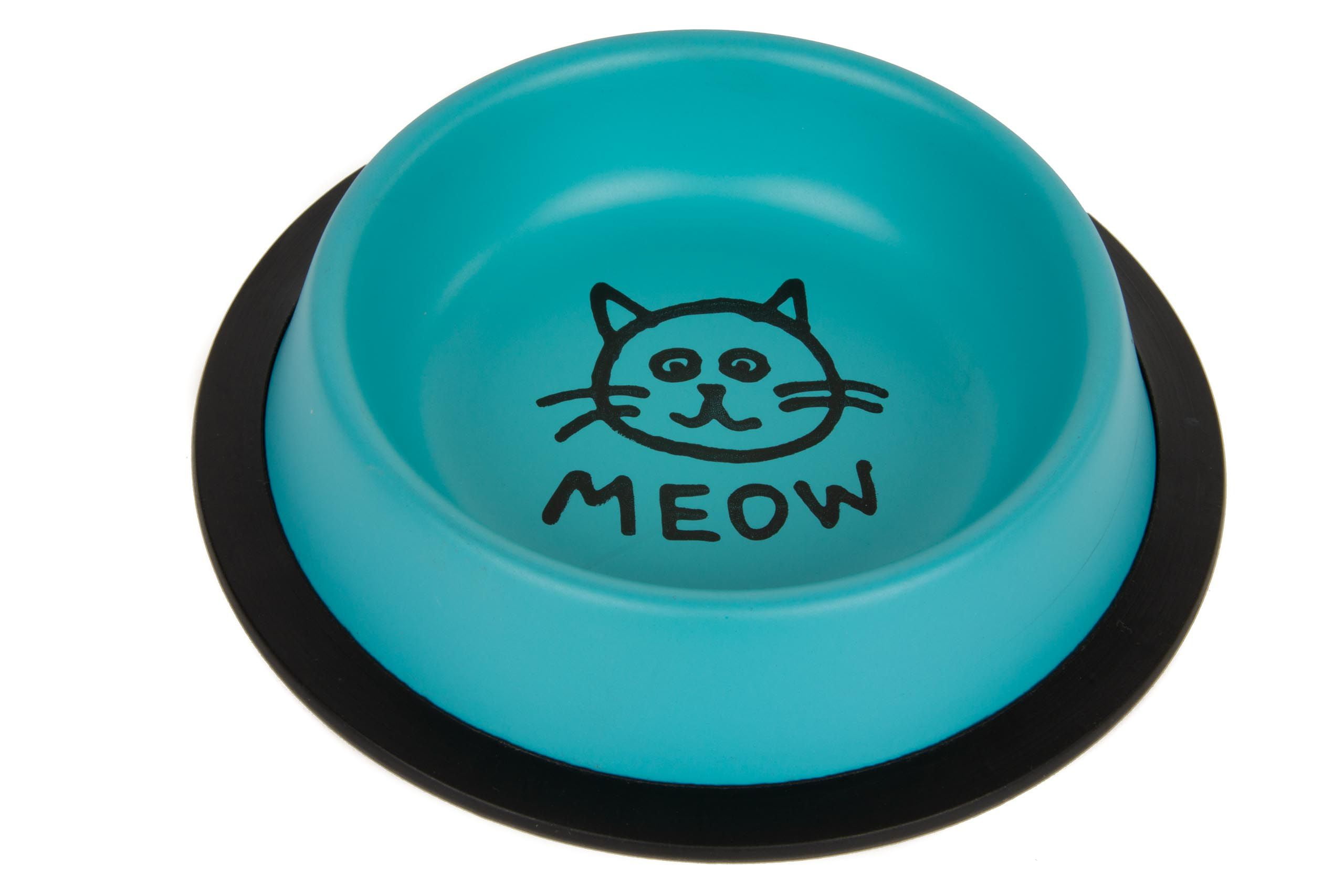 Miska metalowa na gumie dla kota MEOW niebieska