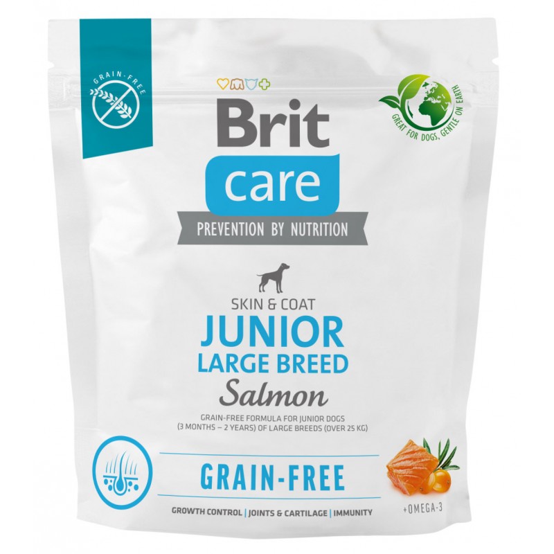 BRIT CARE pies Grain Free Junior Large Breed Salmon 1kg