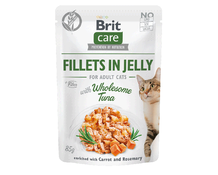 Brit Care Cat Pouch Fillets in Jelly with Wholesome Tuna enriched with Carrot & Rosemary 85g
